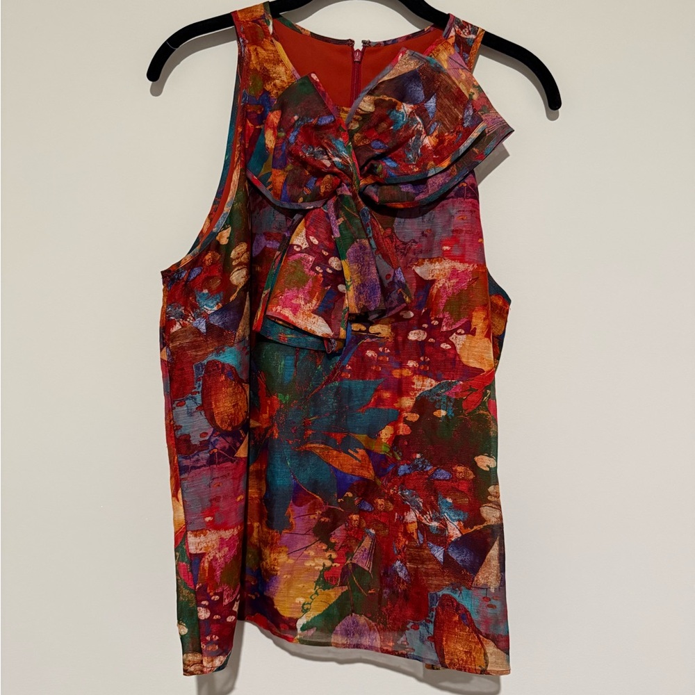 Multicolor Sleeveless Bow Top